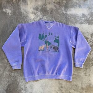 Vintage American Eagle Outfitters Sweatshirt Mens Large Purple Wildlife 90s USA